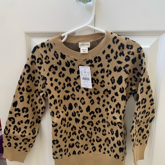 J Crew Factory Girls' leopard cotton sweater - Picture 4 of 5